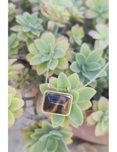 Colgante Acero Ojo De Tigre