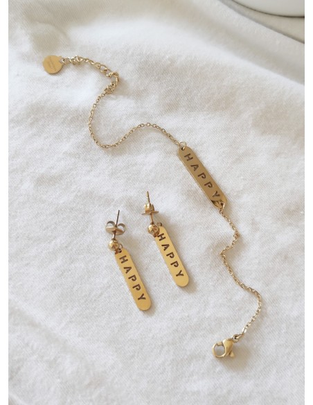Pulsera Acero Happy Dorado
