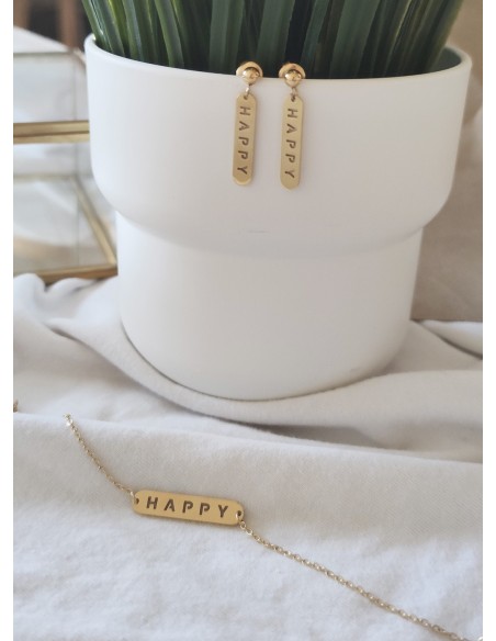 Pulsera Acero Happy Dorado