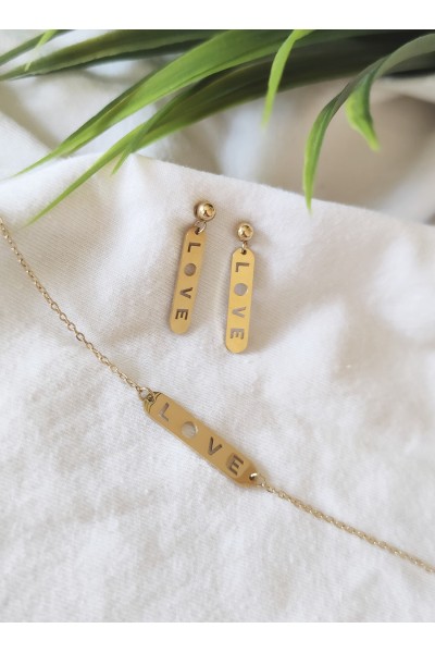 Pendientes Acero Love Dorados 2