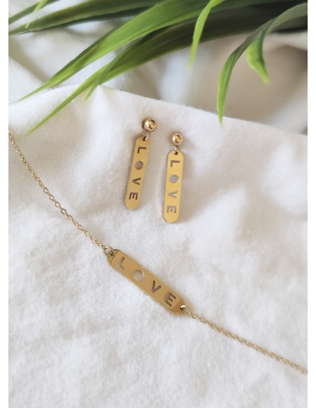 Pendientes Acero Love Dorados