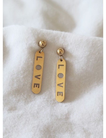 Pendientes Acero Love Dorados
