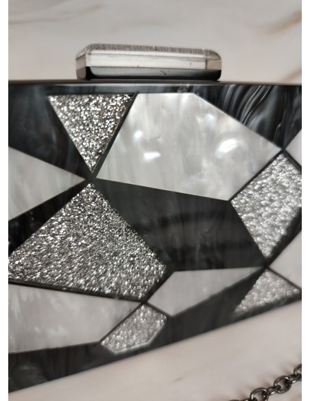 BOLSO FIESTA CAREY NEGRO Y PLATA