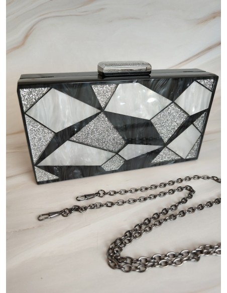 BOLSO FIESTA CAREY NEGRO Y PLATA