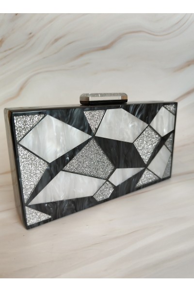 BOLSO FIESTA CAREY NEGRO Y PLATA