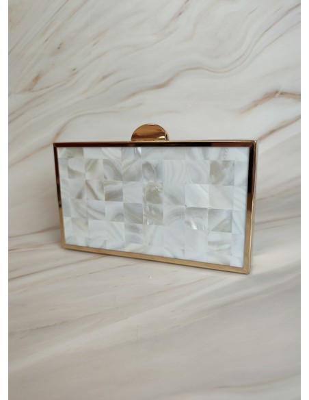 BOLSO CLUTCH NACAR BLANCO