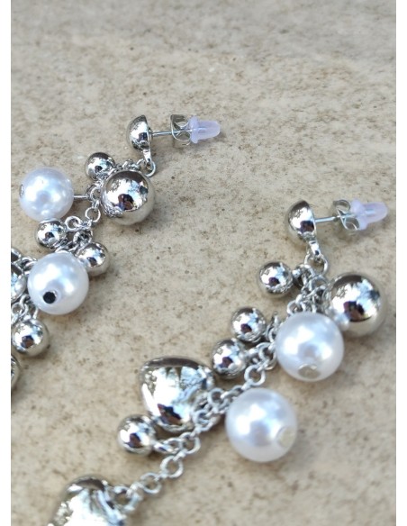 PENDIENTES CORAZONES Y PERLAS