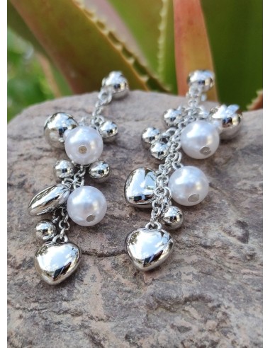 PENDIENTES CORAZONES Y PERLAS