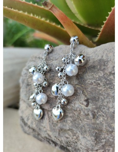 PENDIENTES CORAZONES Y PERLAS