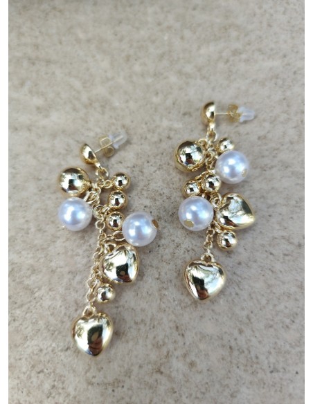 PENDIENTES CORAZONES Y PERLAS