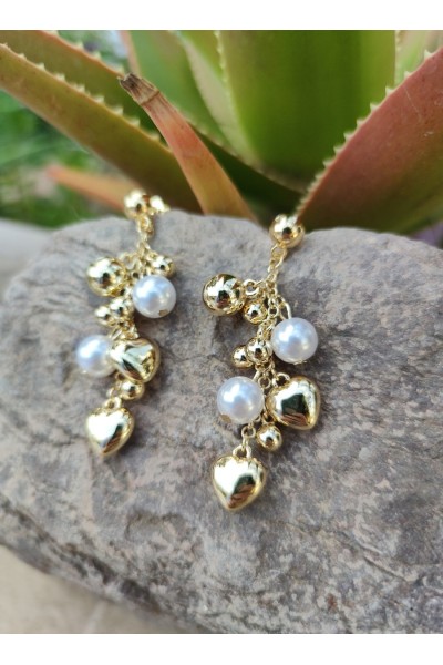 PENDIENTES CORAZONES Y PERLAS 2