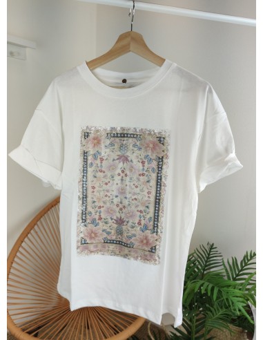 CAMISETA ESTAMPADO FLORAL CON LENTEJUELA