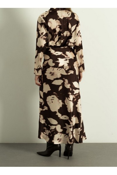 FALDA SATINADA MARRÓN Y BEIGE