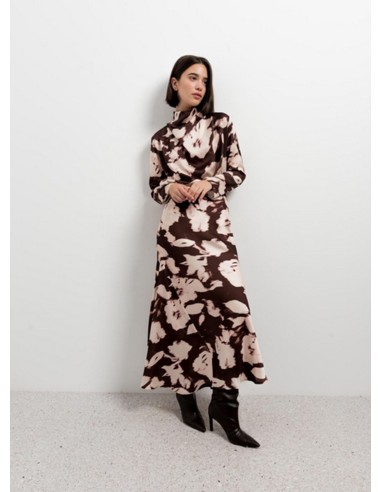 FALDA SATINADA MARRÓN Y BEIGE